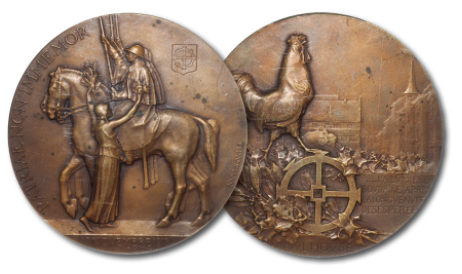 法国1918年“一战胜利牟罗兹回归”纪念大铜章一枚