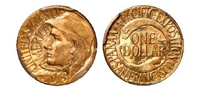 1915年首届巴拿马太平洋万国博览会一美元纪念金币
