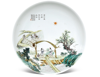 须知盘中餐，粒粒皆辛苦-方云峰绘粉彩农乐图盘