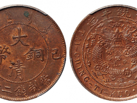 己酉大清铜币二十文/PCGS MS64RB