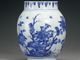 清顺治青花花鸟图大莲子罐价格