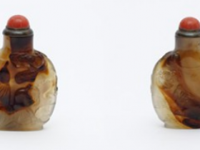 玩玉款玛瑙巧雕影福图鼻烟壶价格