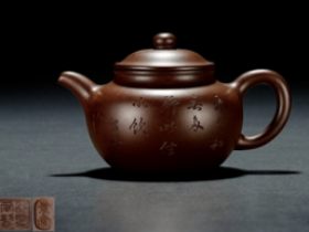邵景南留佩刻紫泥莲子紫砂壶成交价