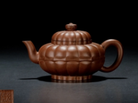 清乾隆邵聪贻制紫泥合菱紫砂壶