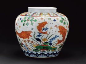 大明嘉靖年制五彩鱼藻纹大罐价格