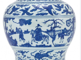 明嘉靖青花故事人物图罐