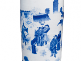 崇祯青花三国演义之“辕门射戟”人物故事图筒瓶