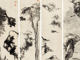 朱耷花鸟四条屏