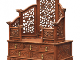 清早期 黄花梨花鸟纹五屏风式镜台