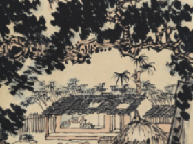 潘天寿字画《山庄晤旧图》