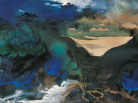 张大千字画作品《爱痕湖》