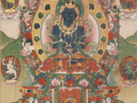 西藏18世纪棉布矿物颜料金刚持唐卡