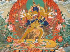 西藏19世纪棉部矿物颜料时轮金刚唐卡