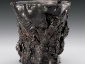 沉香木雕山水图笔筒成交价