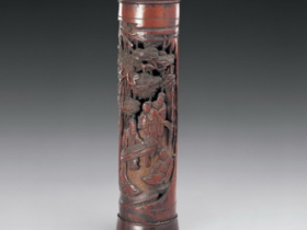 明末清初 “三松”款竹雕竹林七贤香筒