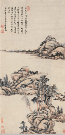王原祁《 疏林远岫图》