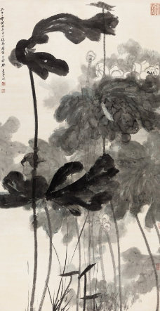 张大千字画作品《 玉殿清荷》